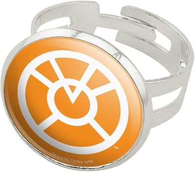 GRAPHICS & MORE Green Lantern Blackest Night Orange Lantern Logo Silver Plated Adjustable Novelty Ring