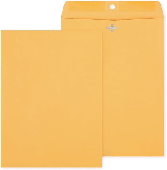 Staples 10 x 13 Kraft Clasp & Gummed Catalog Envelopes, Brown Manila, Strong Metal Clasp Closure, 250/Box