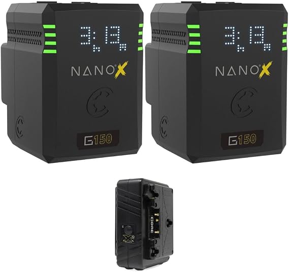 Kellards Core SWX NANOX G150 Micro 150Wh Li-Ion Battery (Gold Mount) (2 Pack) Bundle with Core SWX GPM-X2A Mini Dual Travel Battery Charger