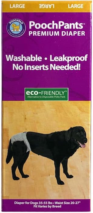 PoochPads Reusable Dog Diaper - Large - 35-55LB - For Dogs with Incontinence, Excitable Urination, Post-Surgery Recovery - Machine Washable - 1 Pack