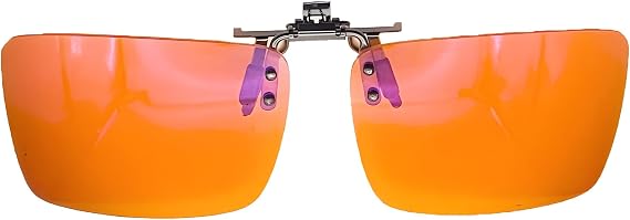 Vyzia Blue Light Blocking Clip-On Glasses Orange Lens Night Computer & Gaming Glasses, Reduce Eye Strain, Improve Sleep, Anti-Glare Screen Protection