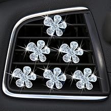 Bling Flower Air Vent Clips, 6 Pcs Cute Daisy Air Fresheners, Diffuser With Rhinestone Interior Decoration Charm, Diamond Decor Accessories for Women Girls