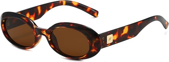 Retro Oval Sunglasses for Women 90s Classic Shades Vintage Fashion Womens Sun Glasses