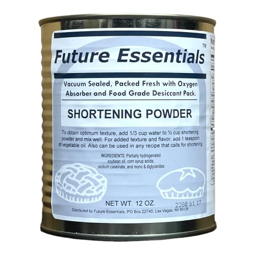 Future Essentials Shortening Powder Shelf-Stable Shortening for Baking & Frying Cooking Fat for Emergency & Daily Use Long Shelf Life & Made in the USA 12 oz, #2.5 Can