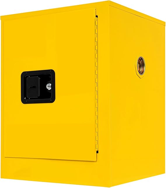 12 Gallon Safety Storage Cabinet 17"*22"*17" Hazardous Materials Storage Cabinet Fire Resistant Safety Explosion Proof Cabinet for Commercial Industrial and Home Use (Yellow)