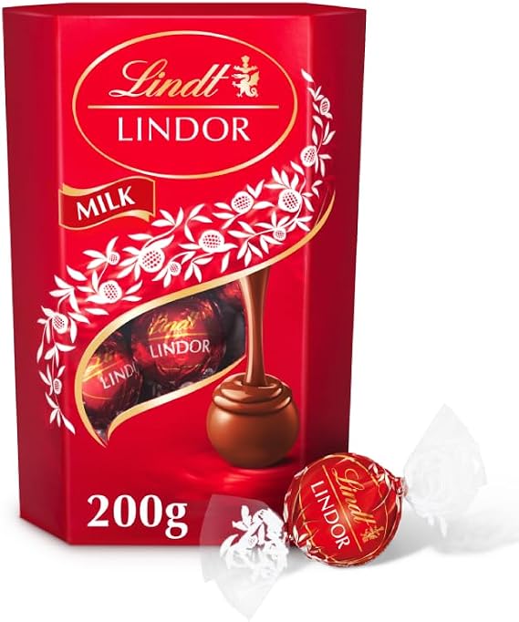 Lindt Lindor Milk Chocolate Truffles – 200g Box (Approx. 16 Balls) – Smooth Filling – Gift, Birthday, Congratulations Treat