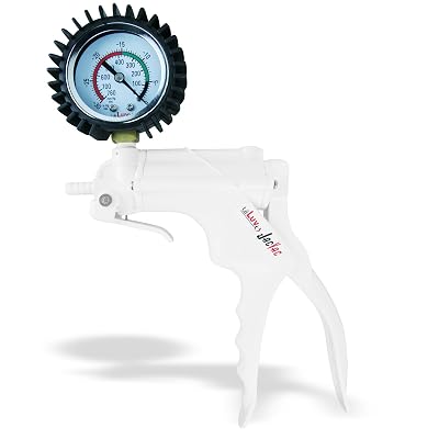 LeLuv JacVac Vacuum Pump with NPT 18-27 Threaded Gauge Version - White with Black Protected Gauge