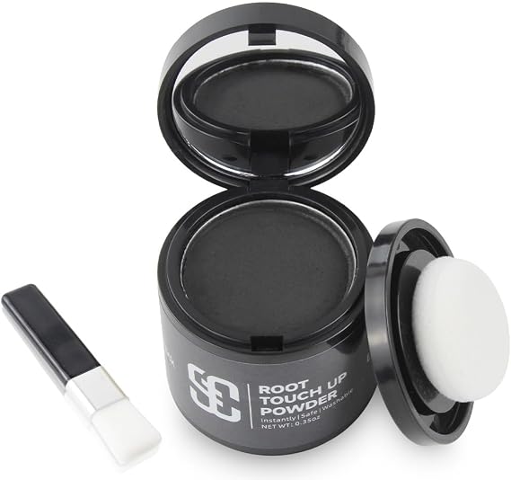 SOVONCARE Hairline Powder Instantly Hairline Shadow Gray Hair Coverage Touch Up Hair Root Cover Up Powder (1-Black, 0.35 Ounce (Pack of 1))