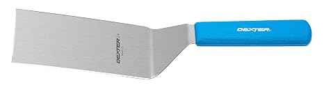 Dexter Russell S286-6H-PCP 19683H Sani-Safe Cool Blue Hamburger Turner, 6" x 3" Stainless Steel Beveled Edge Blade, Solid Heat Resistant Polypropylene Blue Handle, Professional Grill Spatula Tool