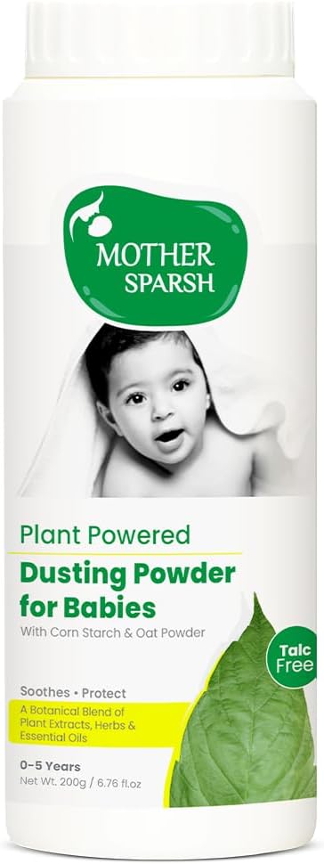 Mother Sparsh Plant Powered Dusting Powder for Babies - 200g | Talc Free Baby Powder with Corn Starch & Oat Powder