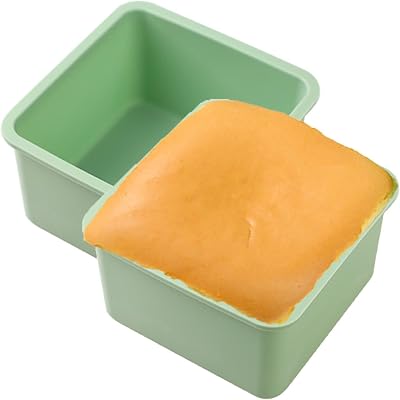 QELEG Silicone Square Pullman Loaf Pan 2 Pack - Non-Stick Silicone Rectangle Corrugated Toast Box for Oven Baking QLG0142-5.2x5.2x2.2 inch