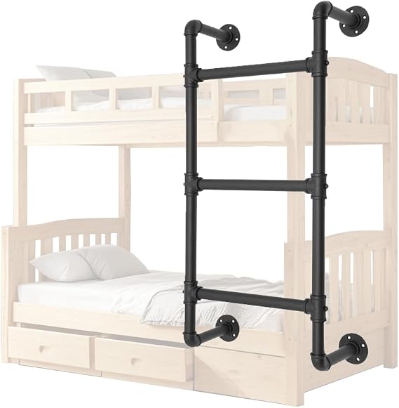 Bunk Bed Ladder for Home Loft Lofted Only Bunkbed Attic College Dorm Wall Mounted Black Wrought Iron Durable Replacement