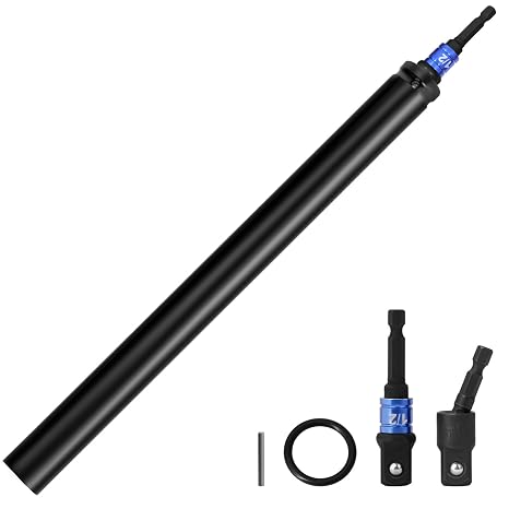 3/4"(19mm) Nut Driver 12" Length, Deep Nut Runner Hollow Socket with 1/4" Hex Shank Adapter, 1/2" Drive 3/4 Socket Fit Ceiling Long Bolts/Studs, Ductwork for Overhead Fastening
