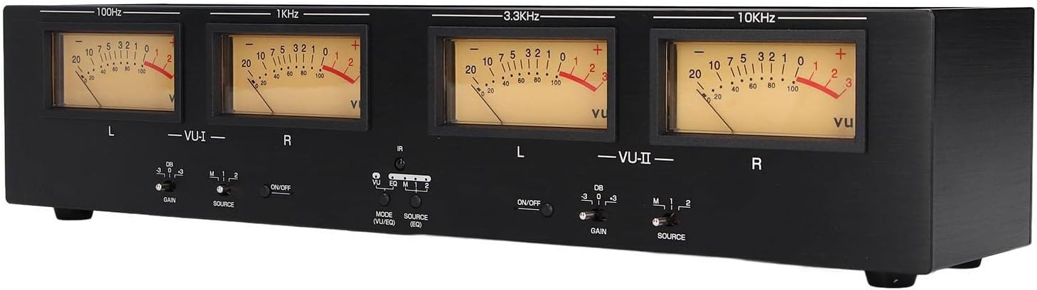 Analog Sound Level Indicator, Power Off Data Storage, 3 RCA XLR Connectors with Adjustable Gain, DC 12V, 1A, 4-Way VU Meter for Audio Devices # 2