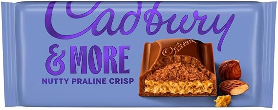 Premium chocolate bar - Best size Gift For Friend & Family (Cadbury Dairy Milk &More Nutty Praline Crisp Chocolate Bar 180g)