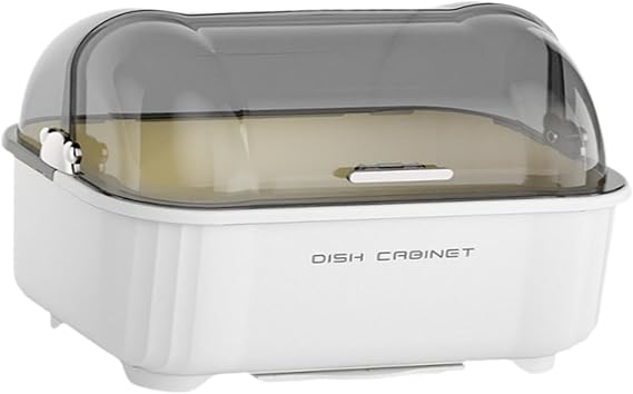 Space Saving Dish Drainer with Lid Storage Box Plate Drying Rack Cutlery Basket And Holder Suitable for Storage, Gray White