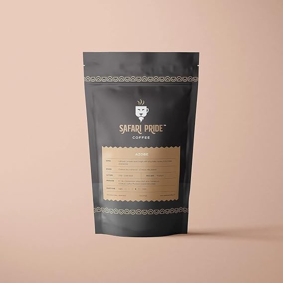 Safari Pride Coffee | Azobe Blended Roast Coffee | Smooth Medium Dark Roast with Fruity Chocolate Notes | Gourmet Sustainable Direct Trade African |12 oz | Ground