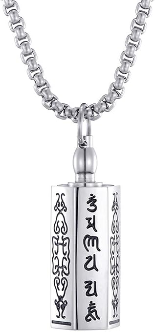 PAURO Men's Stainless Steel Buddha Zen Buddhist Meditation Amulet Talisman Religious Necklace