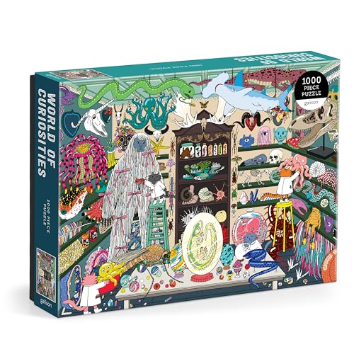 Galison World of Curiosities 1000 Piece Jigsaw Puzzle Featuring Humorous Illustrations of A Spooky Shop Scene