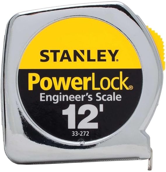 STANLEY PowerLock Tape Measure, Heavy-Duty, Engineers Scale with Metal Case, 12-Foot (33-272)