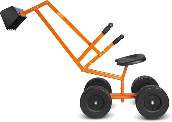 Costzon Kids Ride on Digger, Heavy Duty Steel Digging Scooper Excavator Crane with 360 Rotating Seat, 4 Thickened Wheels, Outdoor Beach Sandbox Toy for Sand, Dirt, Snow, Sit on Digger for Boys Girls