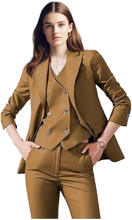 3 PC Women Suit for Work Business Blazer Vest Pants Set Office Lady Suit Peak Lapel Womens Pant Suit