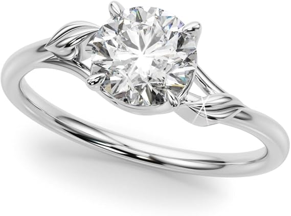 Lab Grown Diamond Engagement Ring in 9K White Gold – Round Brilliant Cut Solitaire (D/VVS, 0.20–1.00 Ct) – Twisted Band – UK Hallmarked – Gift for Her
