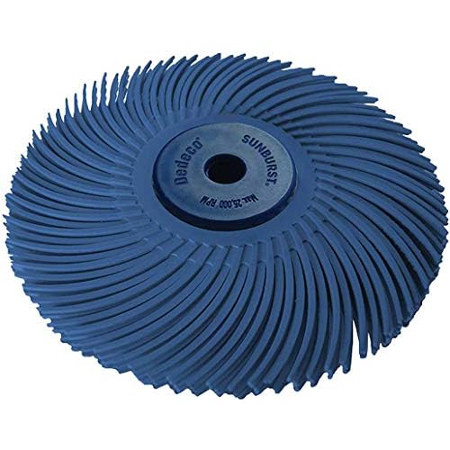 Dedeco Sunburst Radial Bristle Discs - 3 76mm Dia, TC Bristle, 3-Ply, 14 6mm Arbor Precision Cleaning Buffer Polisher Rotary Tool Accessories, Fine 400 Grit, Blue Aluminum Oxide - 1 Pack