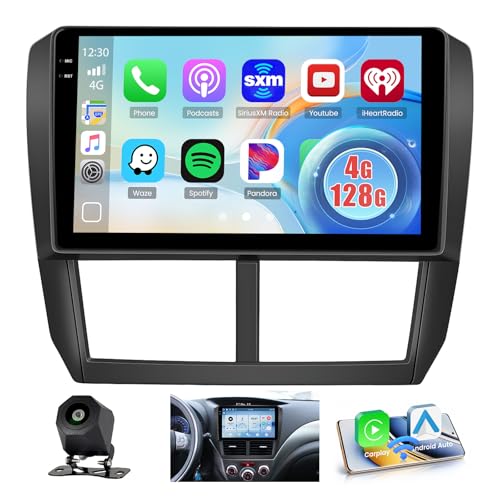 4G128G Car Radio for 2008-2012 Subaru Forester Impreza WRX STI,9 Incell Screen Full Touchscreen Stereo Android 15 Wireless CarPlay Android Auto 32-EQ BT FM RDS GPS WiFi SWC AHD Backup Camera