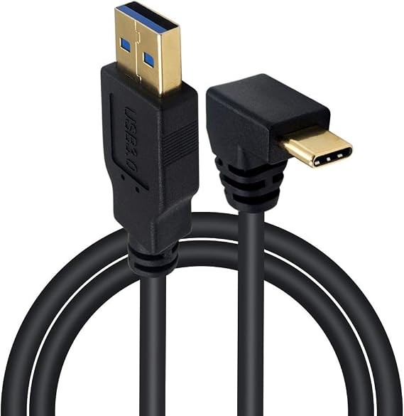 Poyiccot USB Type C 90 Degree Cable 3.3feet/1m, Up & Down Angle USB 3.0 A to USB C Fast Charging Cable for Samsung Galaxy, Tablets and More