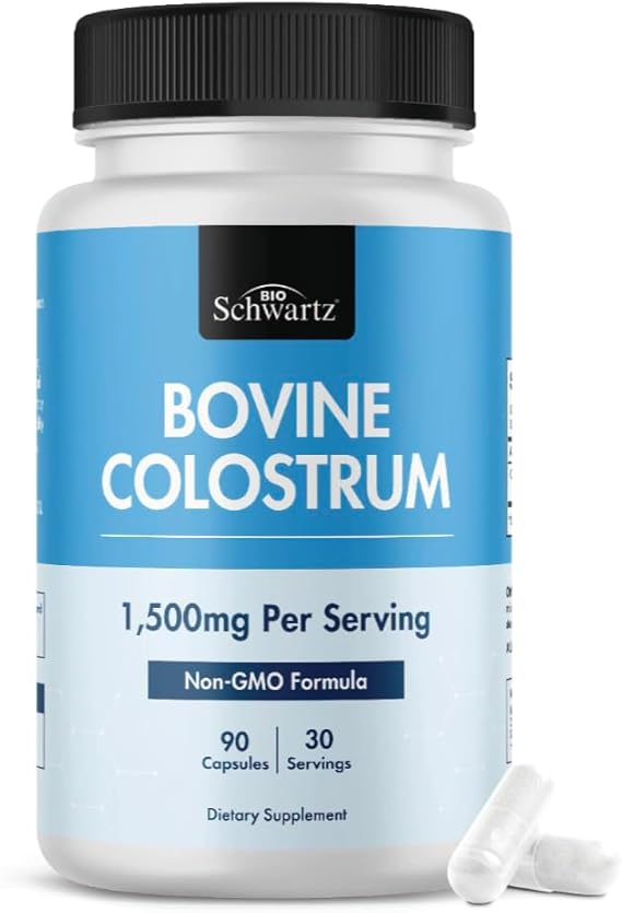 Colostrum Supplement Extra Strength 1500mg Per Serving - Grass Fed Colostrum Capsules from Bovine First Milking, Supports Gut Health and Immunity for Women and Men - Non-GMO, Gluten Free, 90 Count