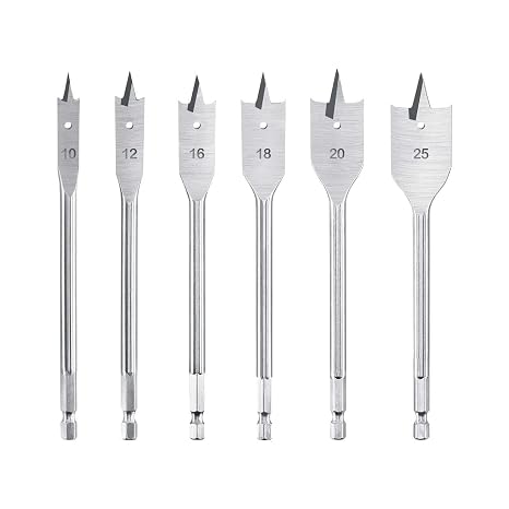Orret Home 6'lı Yaprak Matkap Ucu Seti – Ahşap Delme Uçları, Geniş Ağızlı Punch Seti, Yüksek Karbon Çelik, Sert Ahşap ve Yumuşak Ağaçlar İçin, Dayanıklı Delici Uç Takımı