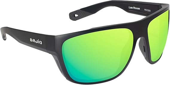 Bajio Las Rocas Polarized Sunglasses - XL Fit | Patent-pending LAPIS lenses - XL Full Wrap - Rubber Nose Pads Side Shields Temple Tips - Sun Ledge - Flex Hinges