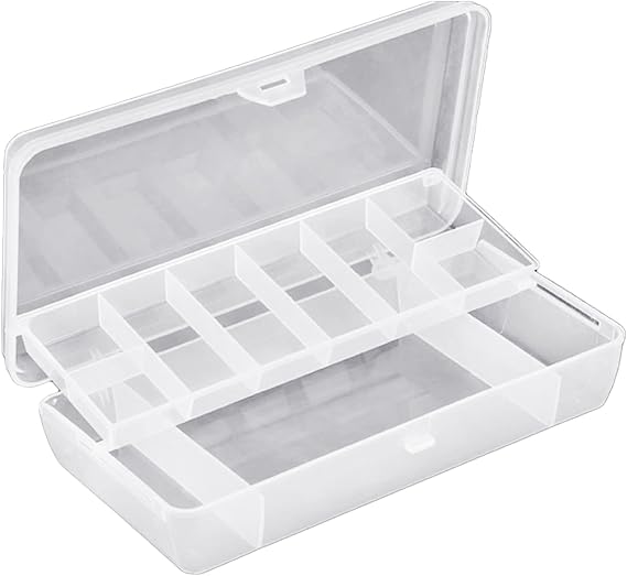 Compact Tool Box with Buckle Two-Sided for Case Organizer Fishing Lure Hardware Tool Box Lightweight Large Capacity Organizer Case with Compartments with Dividers