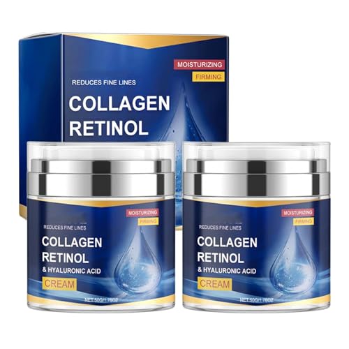 Collagens Face Moisturizer,Natural Antiaging Lift Firm Facial Cream for Women,Skin Tightening Day&Night Cream with Retinol and Hyaluronic Acid,Delay Aging,Reduce Wrinkle and Fine Lines 2pc