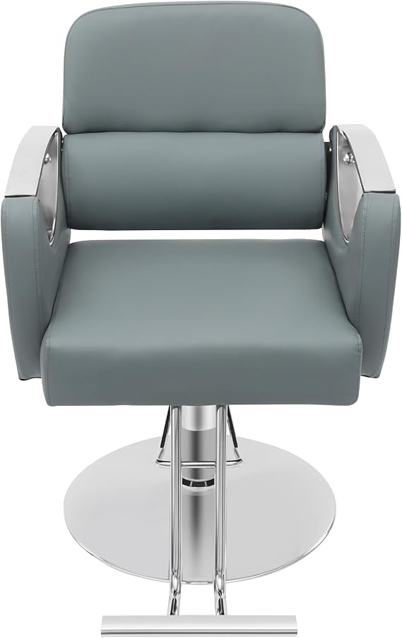 Salon Chair for Hair Stylist, Height Adjustable Barber Chair, Haze Blue Hairdresser Barber Salon Chair W/ Footrest, Makeup Hair Salon Chair, Multi-Function 360 Rotating Barber Chair for Barbershop