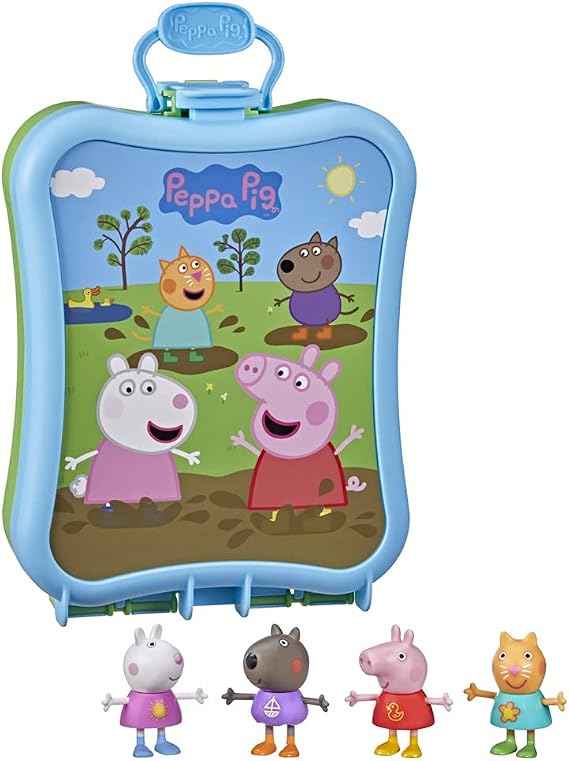 Peppa Pig Peppa's Carry-Along Friends Set, 4 Figures with Carrying Case, Preschool Toys for Classroom, Back to School Gifts for Kids, Ages 3+