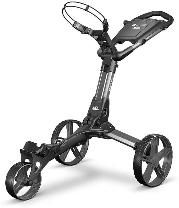 Motocaddy QB2 Golf Push Cart | Ultra Compact 2-Step Folding, 3 Wheels, Lightweight, Adjustable Handle, Foot Brake