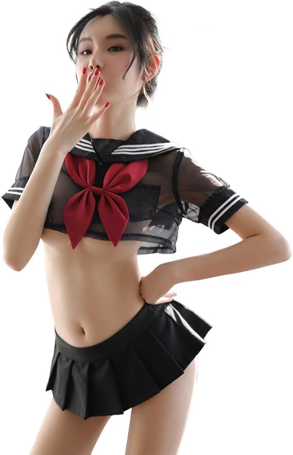 JasmyGirls Anime Cosplay Lingerie for Women Japanese Schoolgirl Outfit Halloween Lolita Costumes Sailor Uniform Shirt