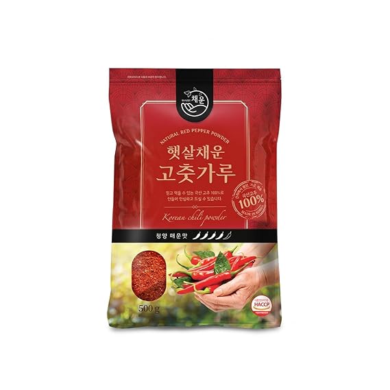HELLO KFOOD Cheongyang Gochugaru, Premium Korean Coarse Red Chili Pepper Flakes, Very Spicy, 1.1 lb (500g), 100% Korean Chili Peppers for Kimchi, Stews & Seasoning ,