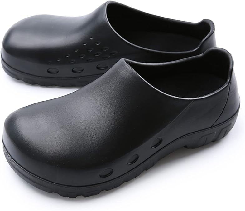 Mnplciea Chef Shoes Men Oil Water Resistant Non-Slip Safety Work Shoes for Kitchen Garden Bathroom Hospital