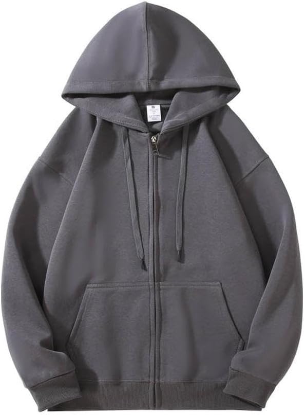 Women Oversized Zip up Hoodies Fashion Long Sleeves Hood Sweatshirt Casual Coat Heavyweight Cotton Jacket Unisex