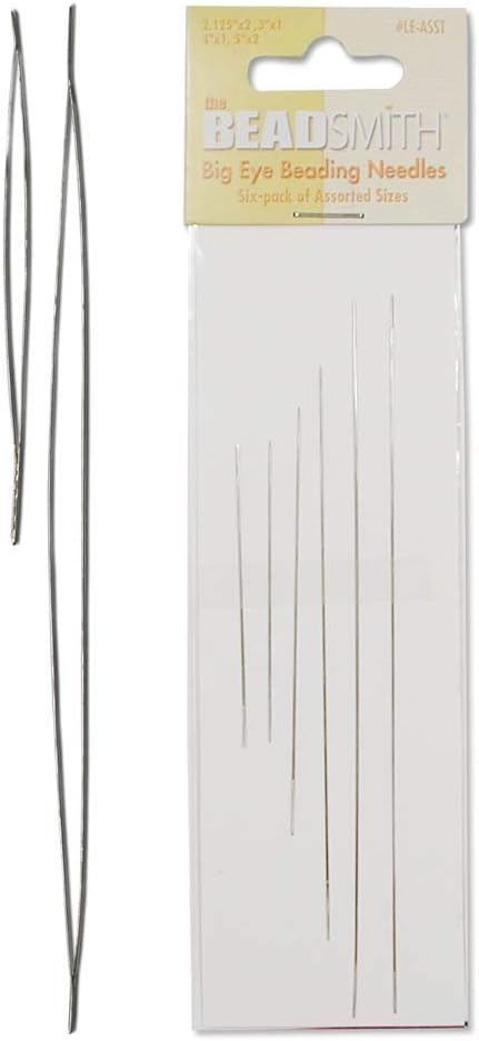 (6) Assorted Large Eye Beading Needles In 4 Sizes