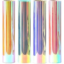 Holographic Glitter Opal Iron on Vinyl Holographic Heat Transfer Vinyl Rainbow Vinyl Glitter HTV Metallic HTV Sheets Bling Bundle 4 Chameleon Iridescent 12" x 10" for Cricut Silhouette