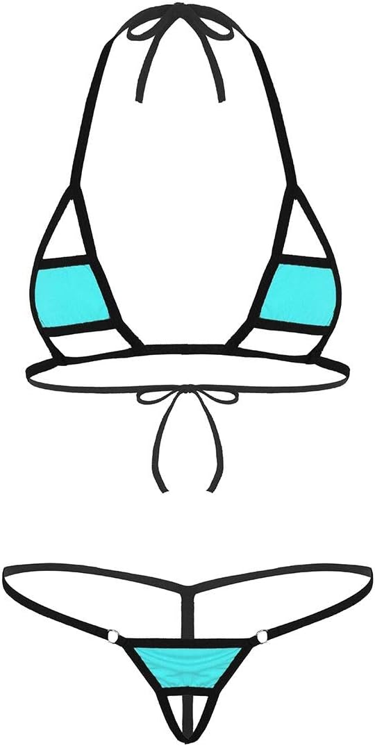Women's Halter Extreme Bikini Swimsuit Micro Mini Bra Top Tie Sides Thong Lingerie Set
