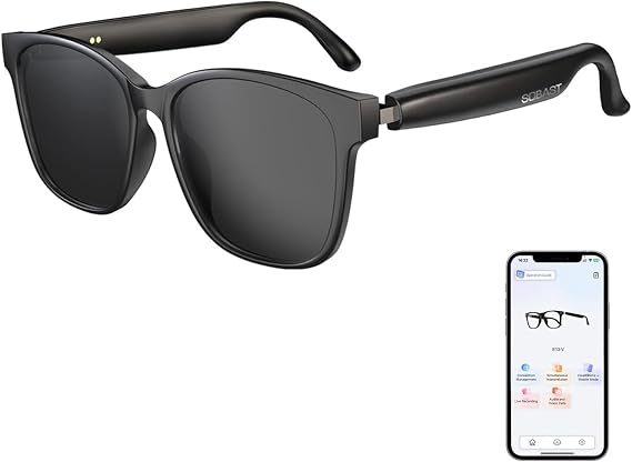 AI Bluetooth Translation Glasses Wireless Smart Glasses, Real-time Interpretation 110+Languages, OWS Open with Magnetic Charging Port, for Learning/Travelling/Driving/Business (Black)