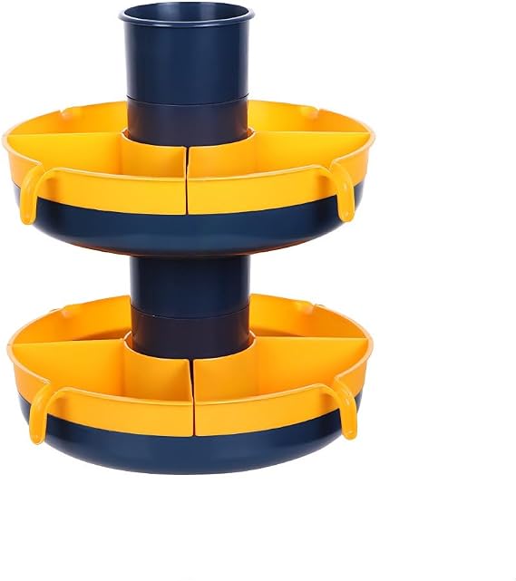 Kitchen Organizer Shelf, 2-Story, Yellow, Stackable Food Storage and Freezer Tray Unit