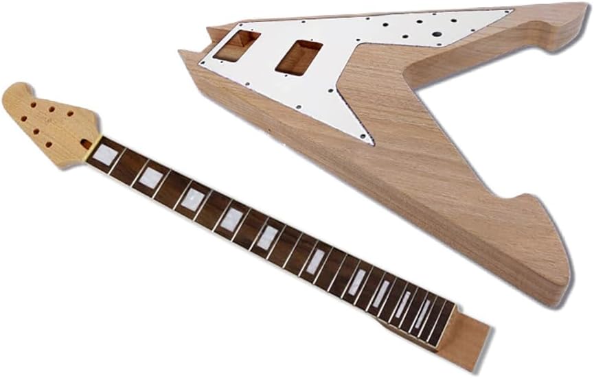 Guitar Kit 1 Set Guitar Neck 22 Fret 24.75 Block Inlay Set Heel DIY Guitar Body Replacement