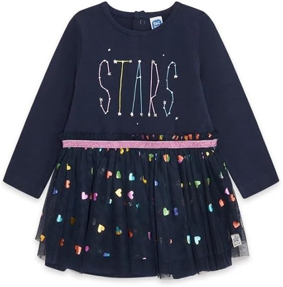 Tuc Tuc | Little Girls Long Sleeves Casual Dress with Tutu Skirt | Collection Galaxy Friends| Blue and Stars