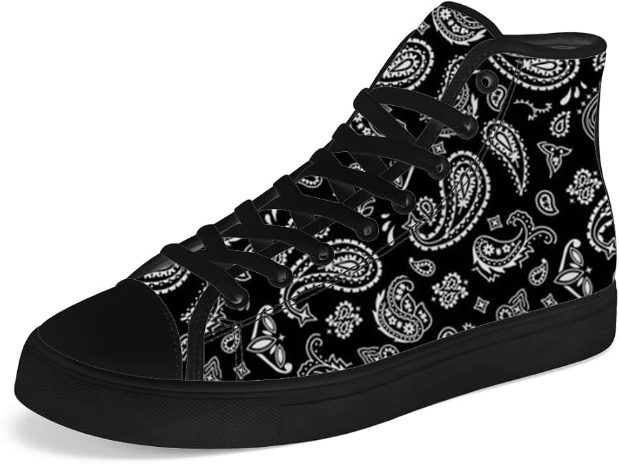 Men's Women's Black High Top Canvas Shoes High Top Sneakers Lace Up Casual Shoes